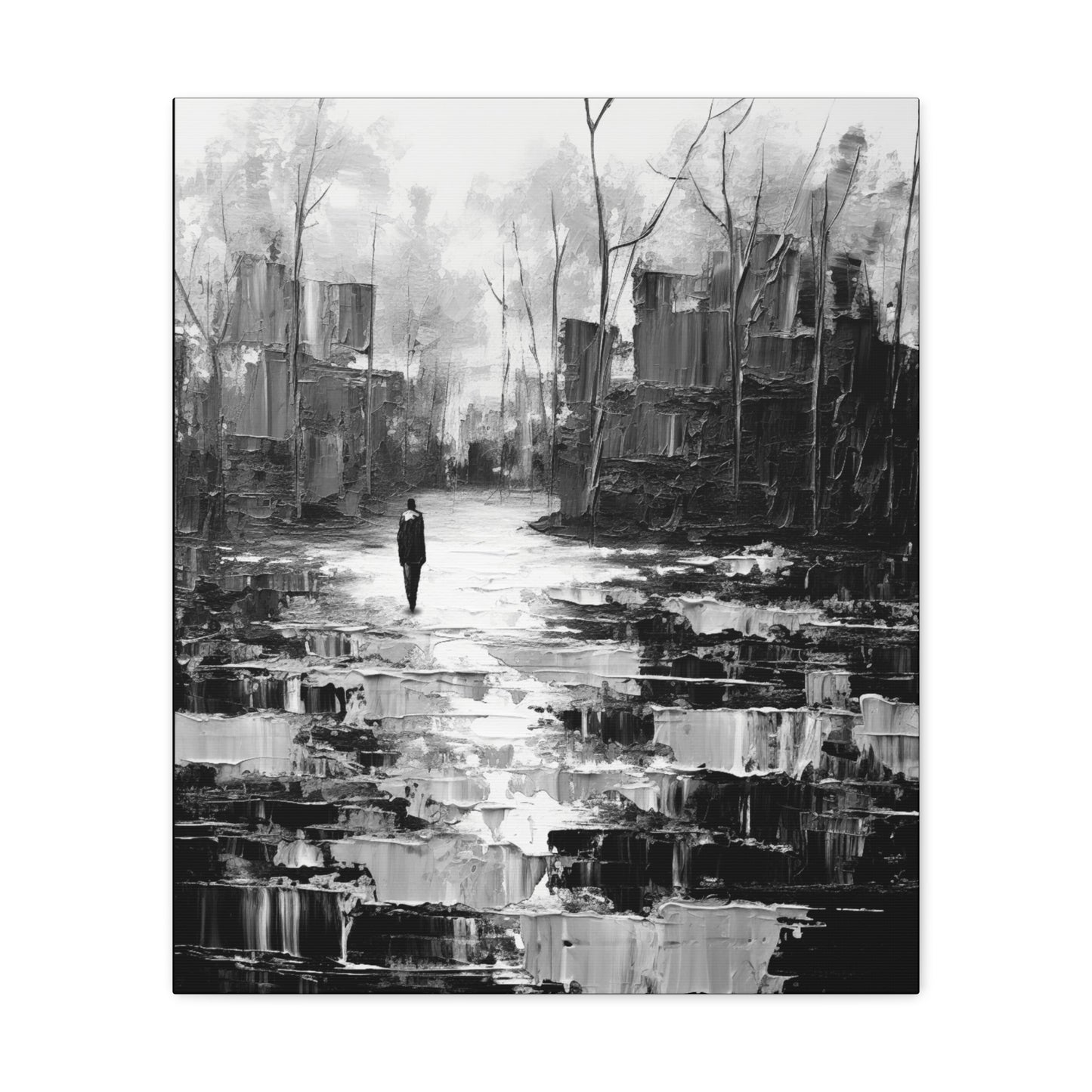 Solitude's Wisdom - Canvas b&w Wall Art