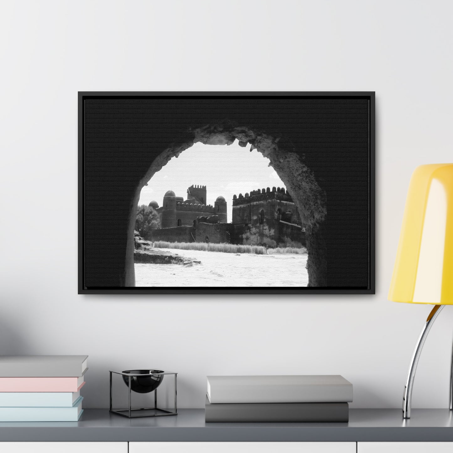 Through the Lion's Jaws - Framed Canvas Photography b&w