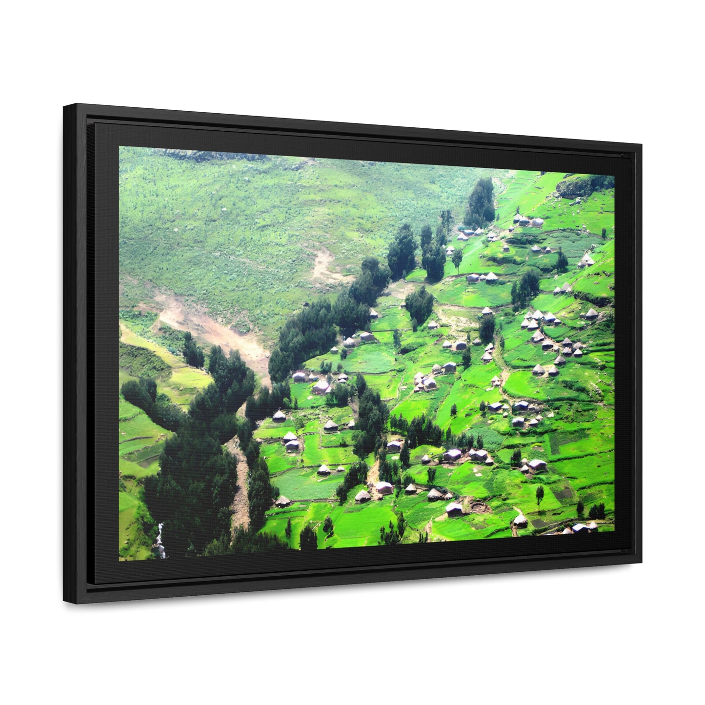 The Simien Mountain Village - Framed Canvas Photography