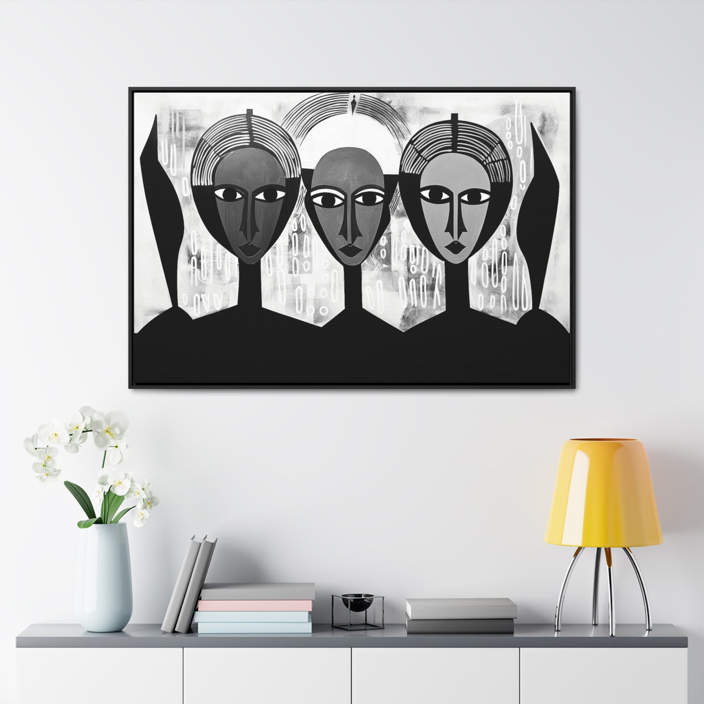 Guardian Angels - Framed Canvas b&w Wall Art