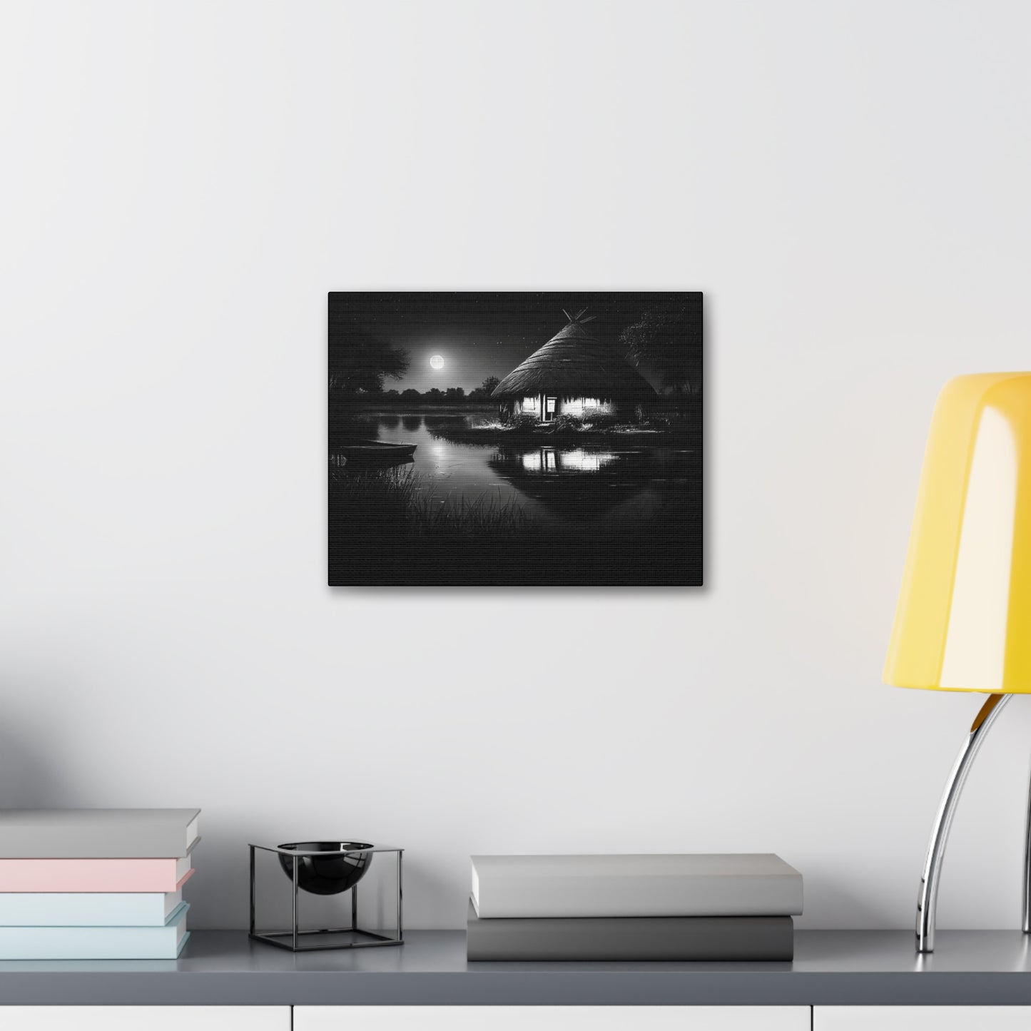 Moonlit Serenity - Canvas b&w Wall Art