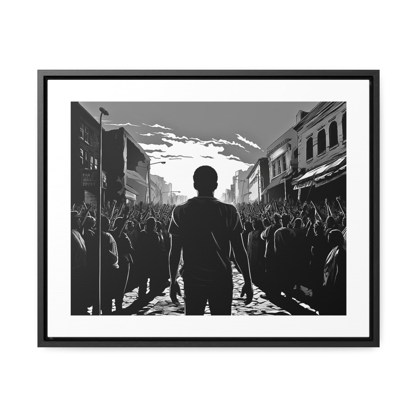ሳይደፈርስ አይጠራም - Framed Canvas b&w Wall Art