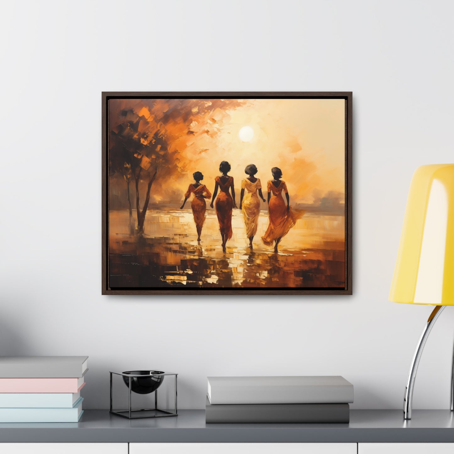Sunlit Stroll - Framed Canvas Wall Art
