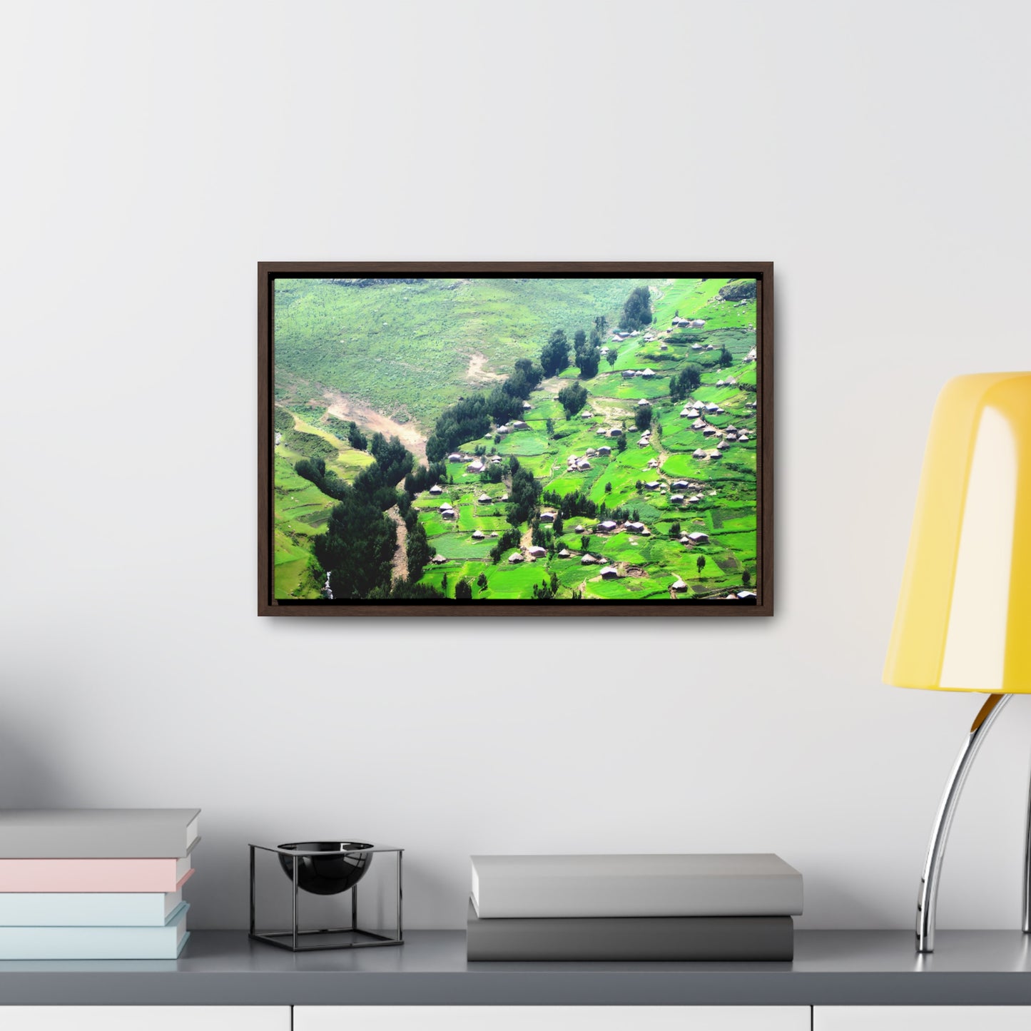 The Simien Mountain Village - Framed Canvas Photography