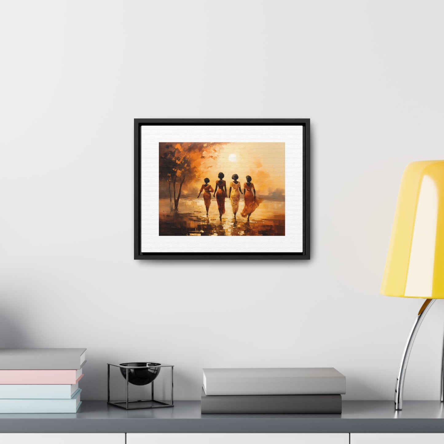 Sunlit Stroll - Framed Canvas Wall Art