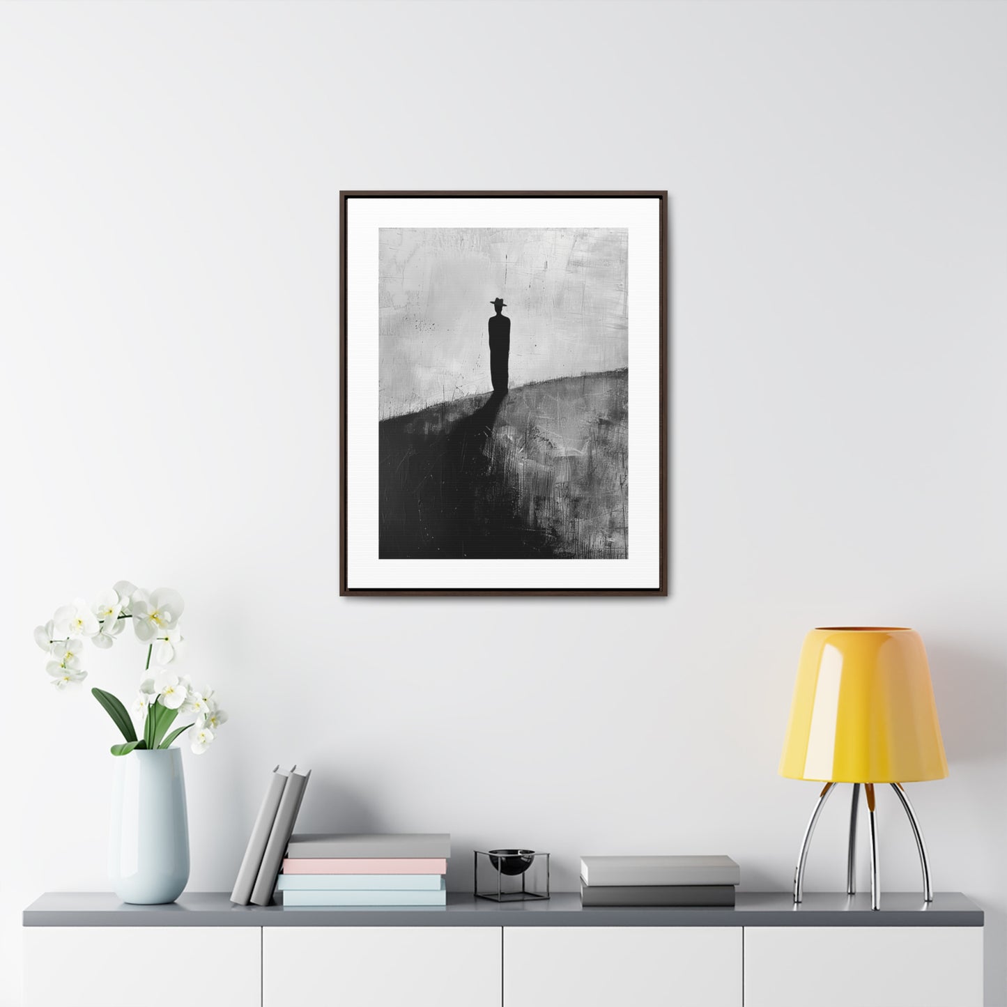 Alone, not Lonely - Framed Canvas Wall b&w Art