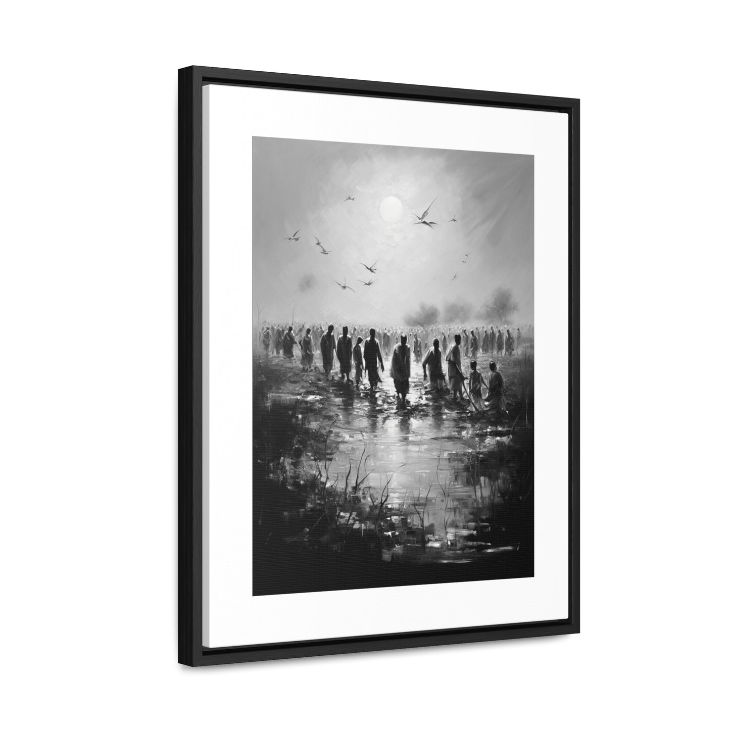 Exodus - Framed Canvas b&w Wall Art