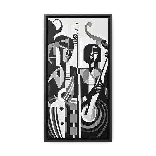 The Melodic Duo - Framed Canvas b&w Wall Art