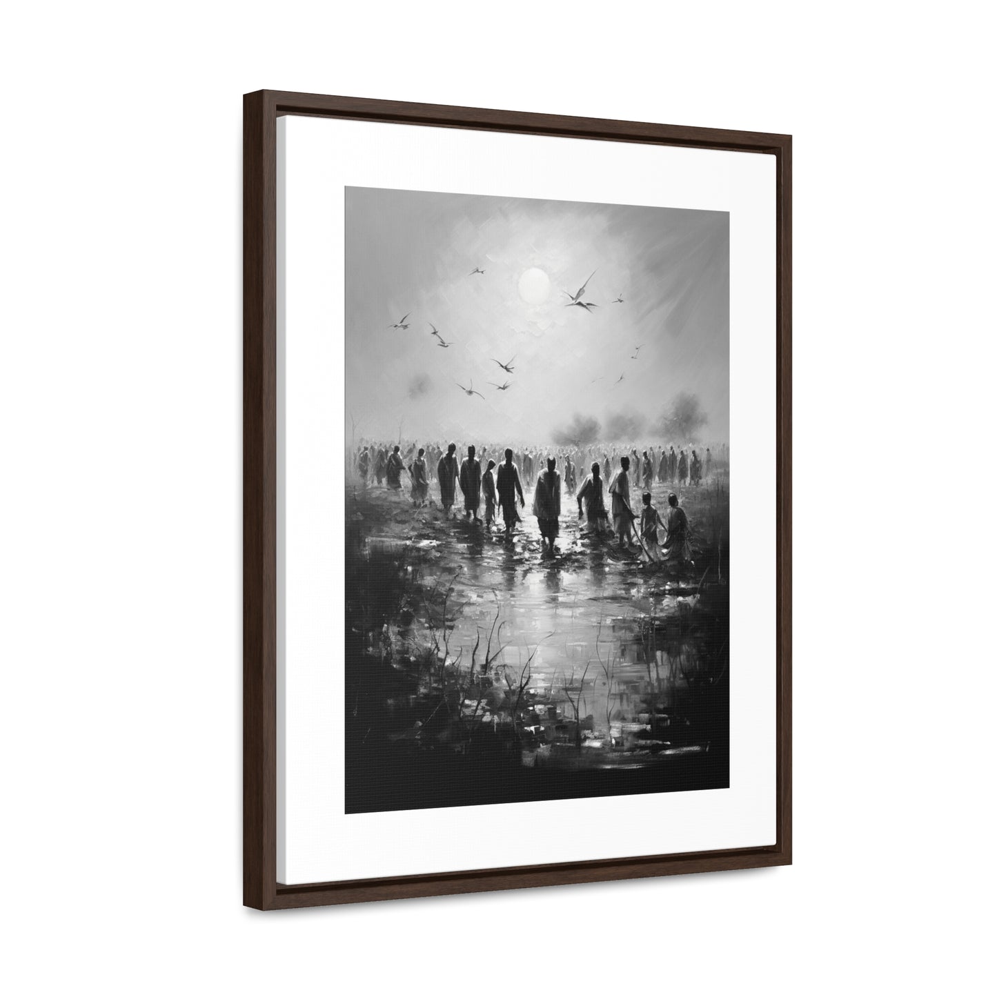 Exodus - Framed Canvas b&w Wall Art