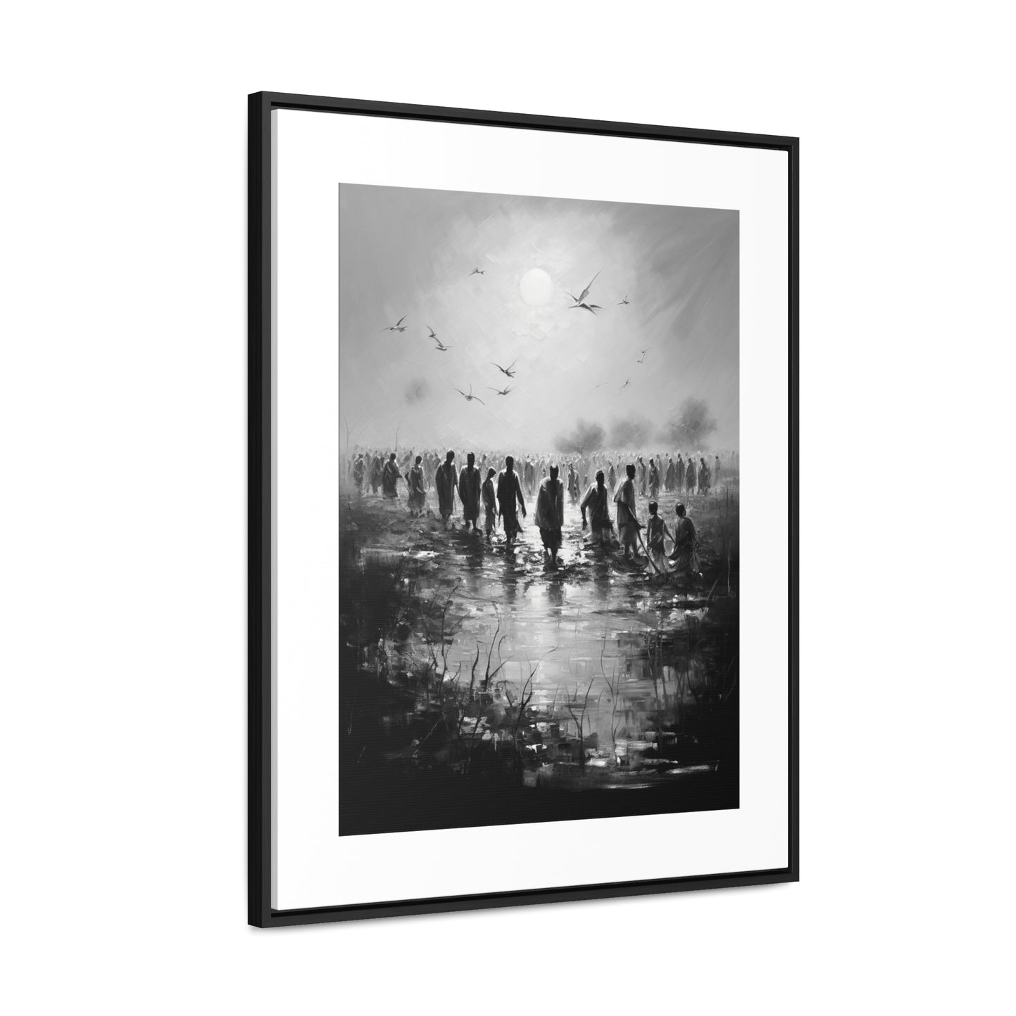 Exodus - Framed Canvas b&w Wall Art