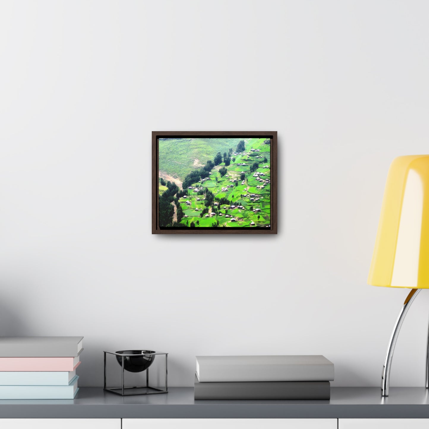 The Simien Mountain Village - Framed Canvas Photography