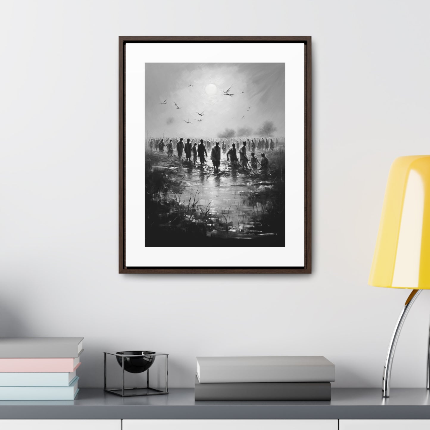 Exodus - Framed Canvas b&w Wall Art