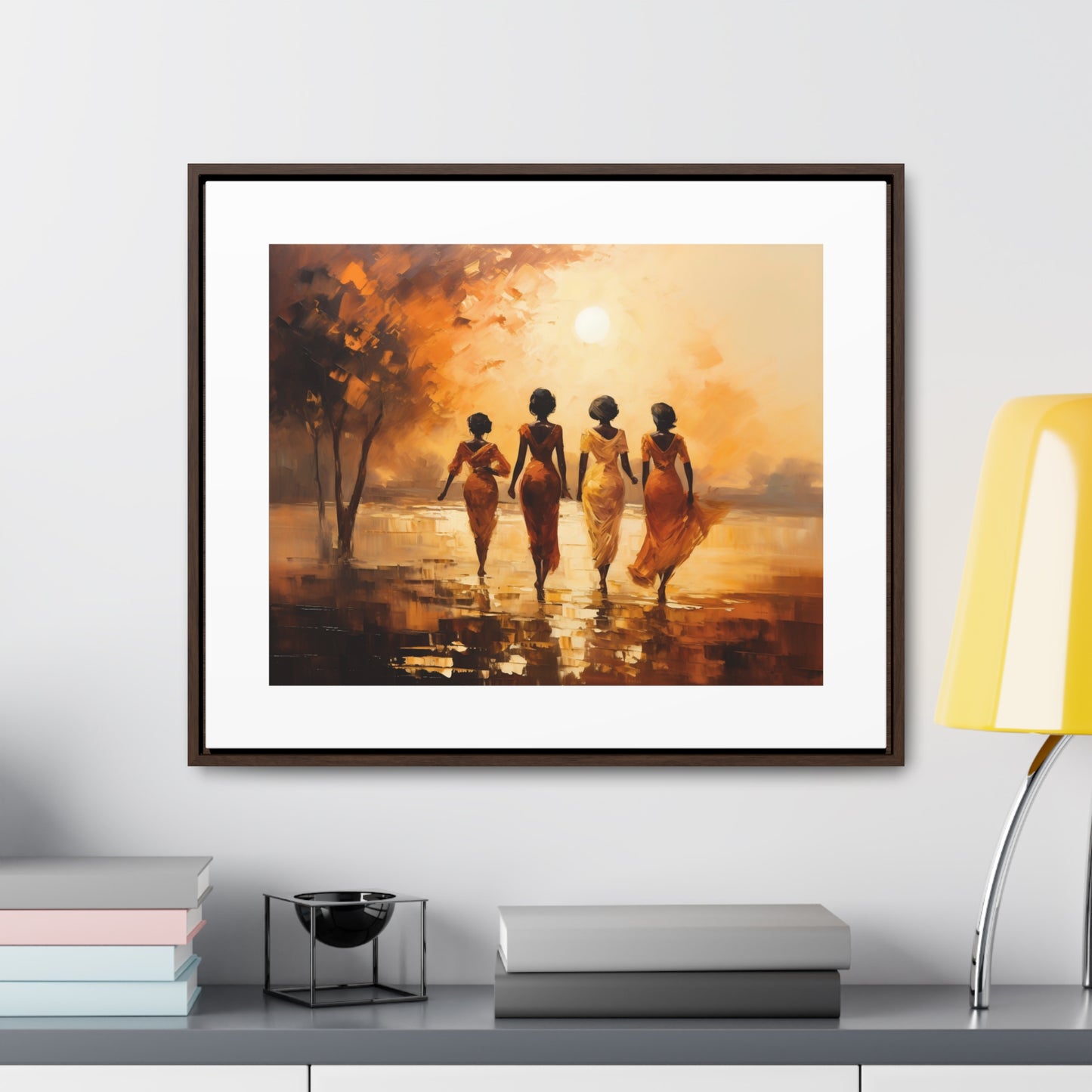 Sunlit Stroll - Framed Canvas Wall Art