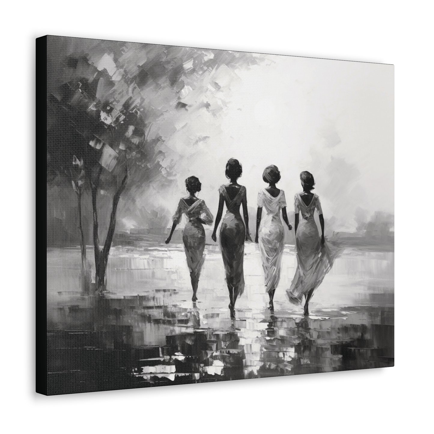 Sunlit Stroll - Canvas b&w Wall Art