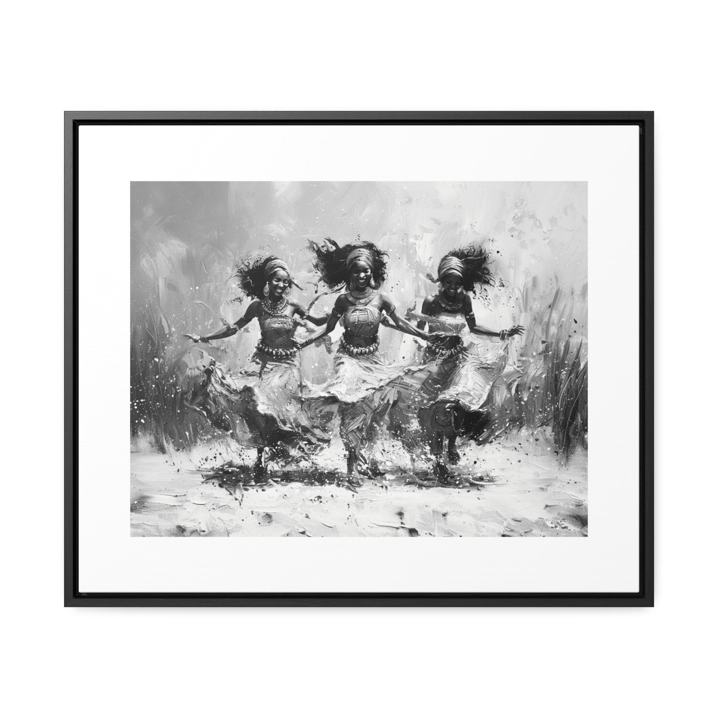 Windswept Rhythm - Framed Canvas b&w Wall Art