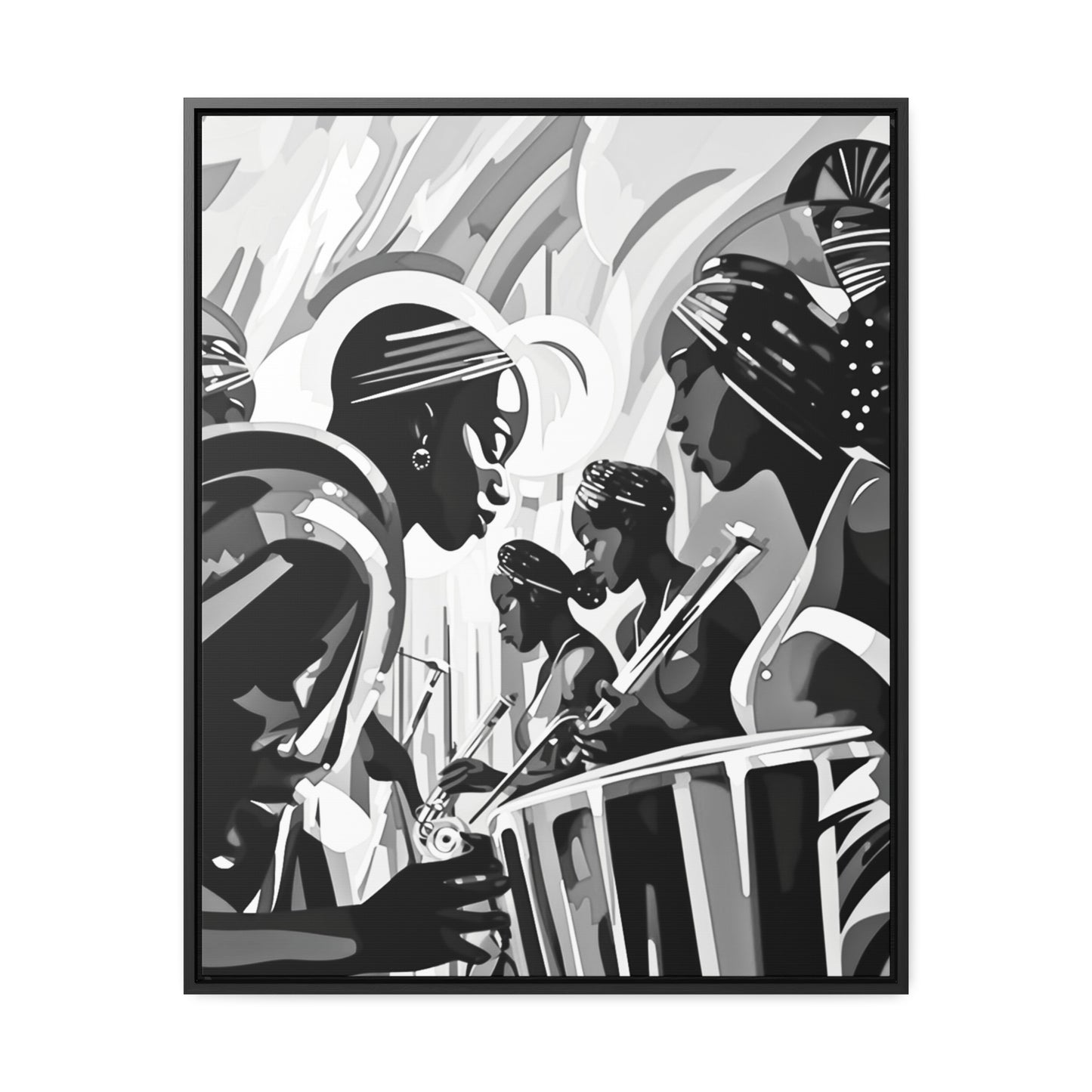Street Pulse - Framed Canvas b&w Wall Art