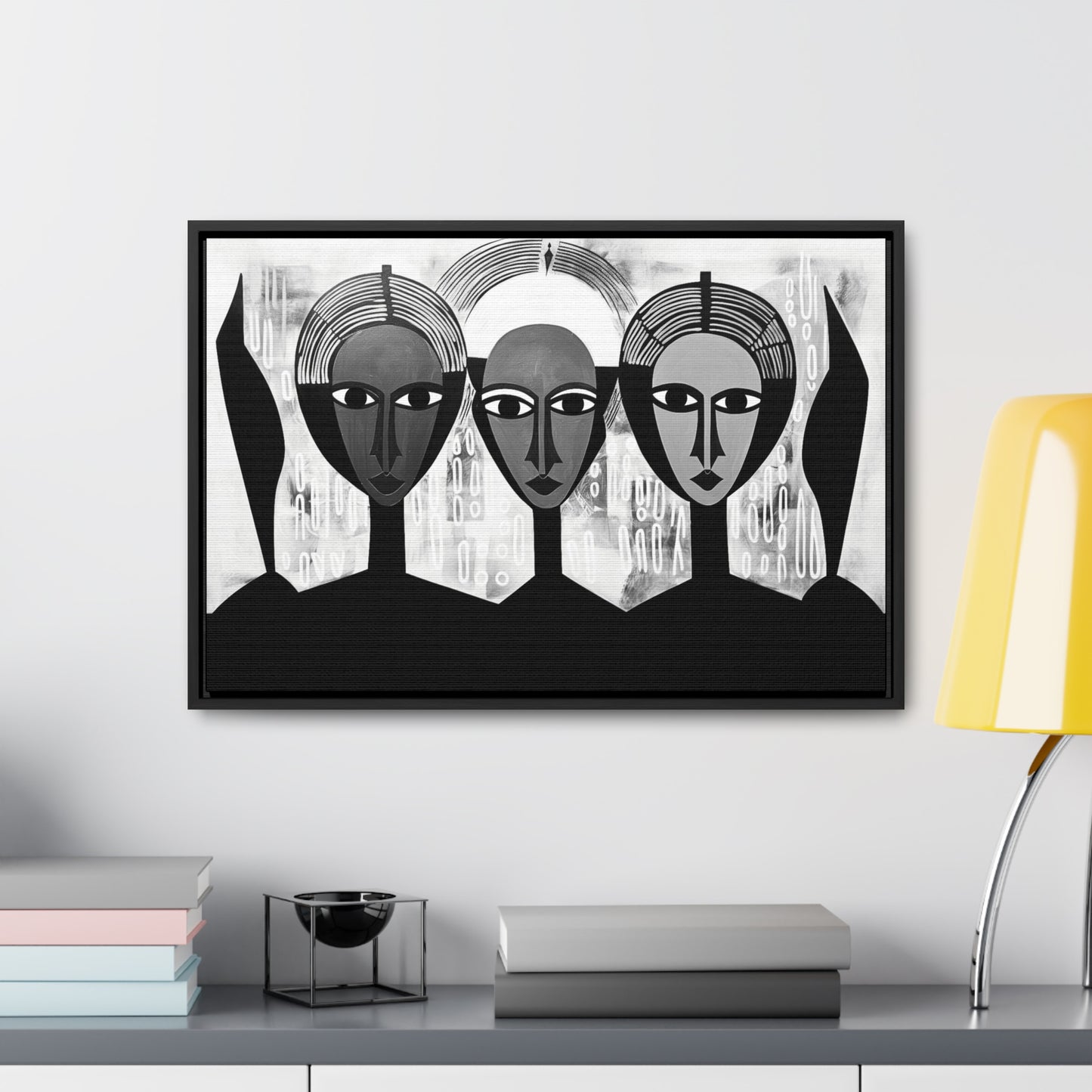 Guardian Angels - Framed Canvas b&w Wall Art