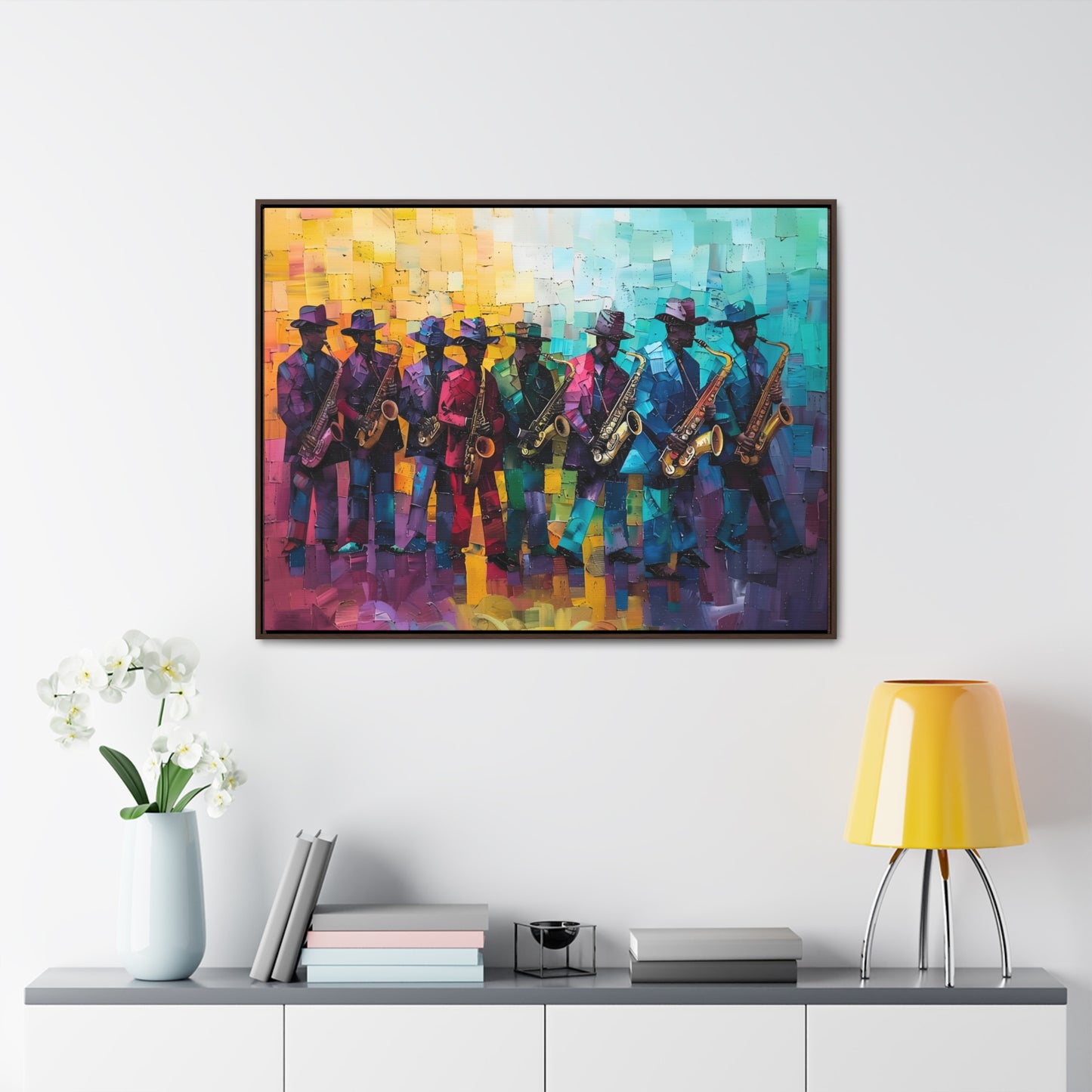 Sax Clan Harmony - Framed Canvas Wall Art