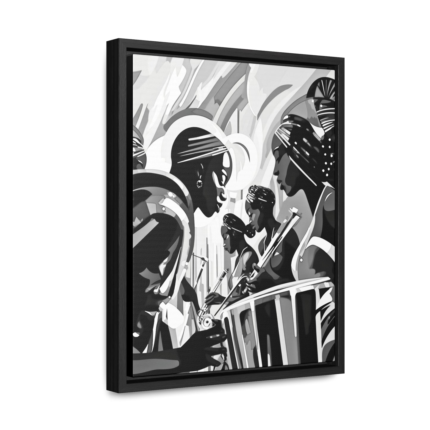 Street Pulse - Framed Canvas b&w Wall Art
