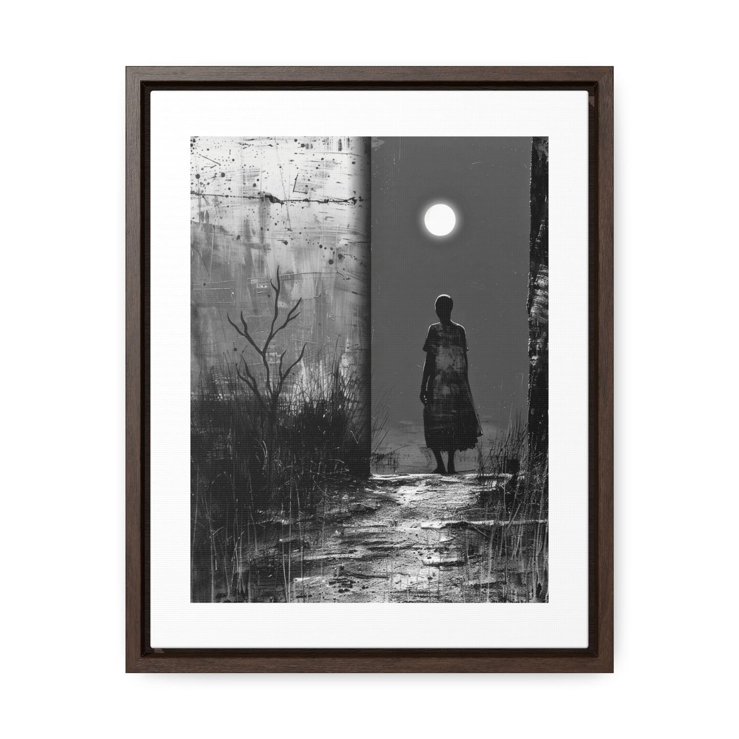 Turned the Corner - Framed Canvas b&w Wall Art