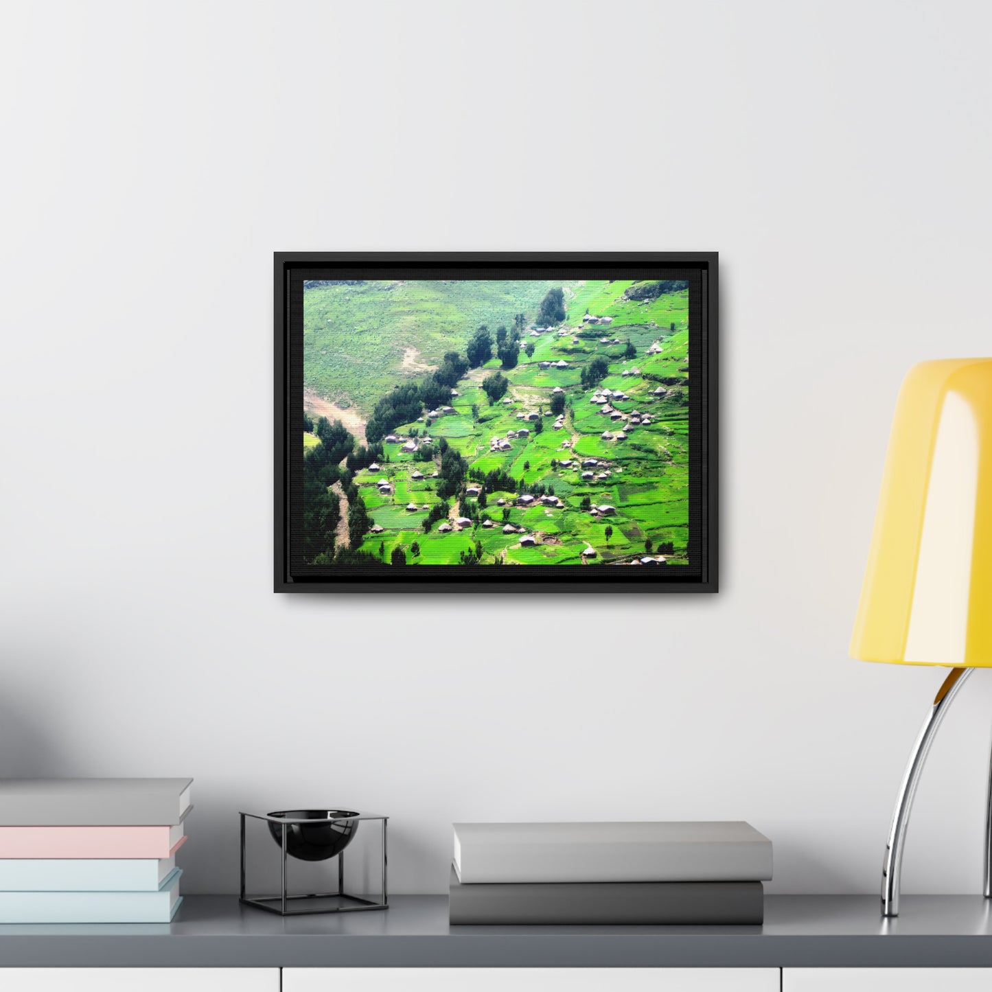 The Simien Mountain Village - Framed Canvas Photography