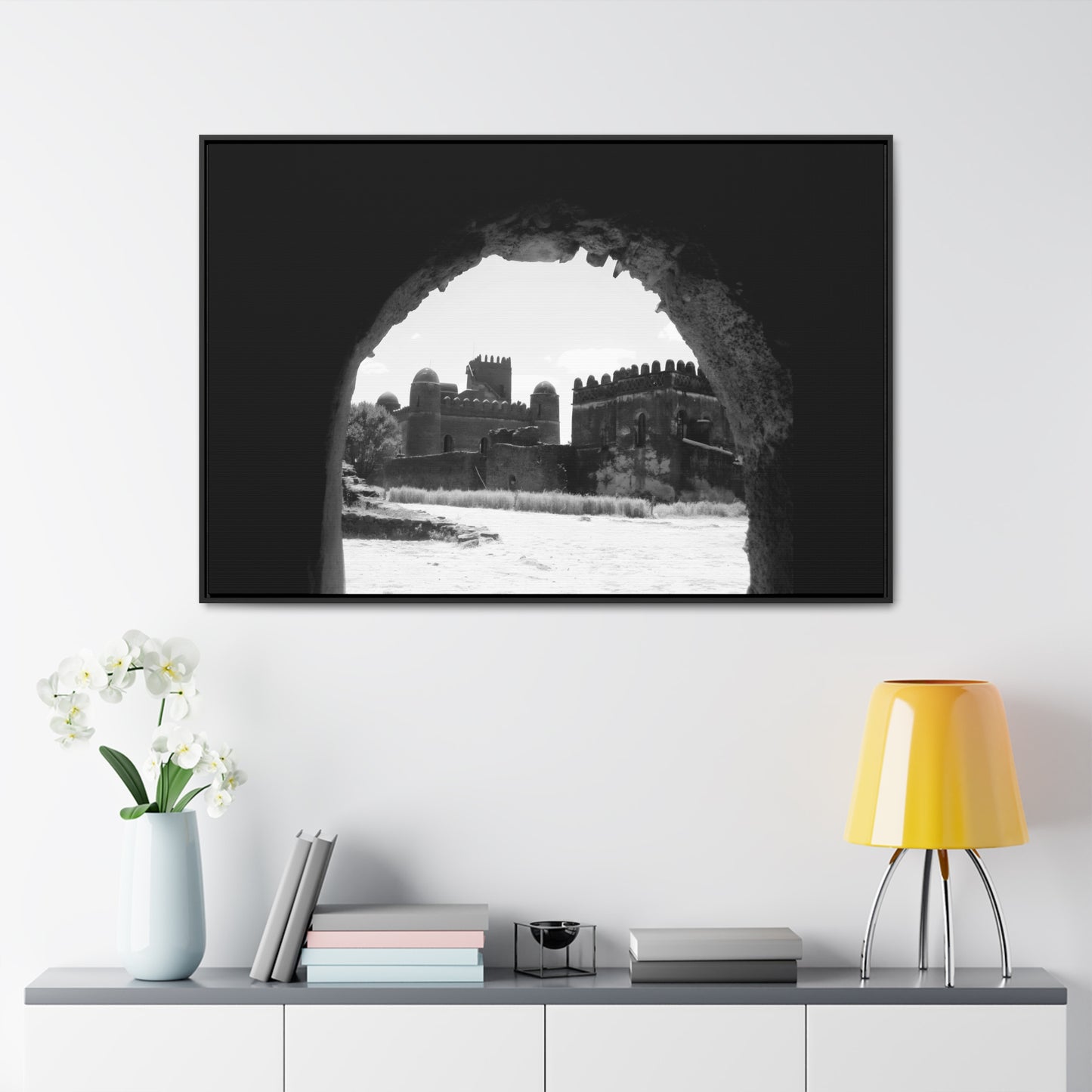 Through the Lion's Jaws - Framed Canvas Photography b&w