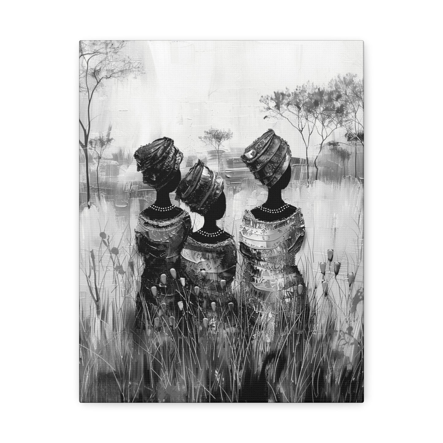 Sisters of the Savannah - Canvas b&w Wall Art