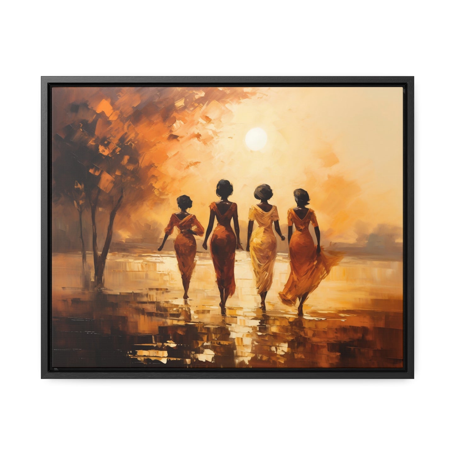 Sunlit Stroll - Framed Canvas Wall Art