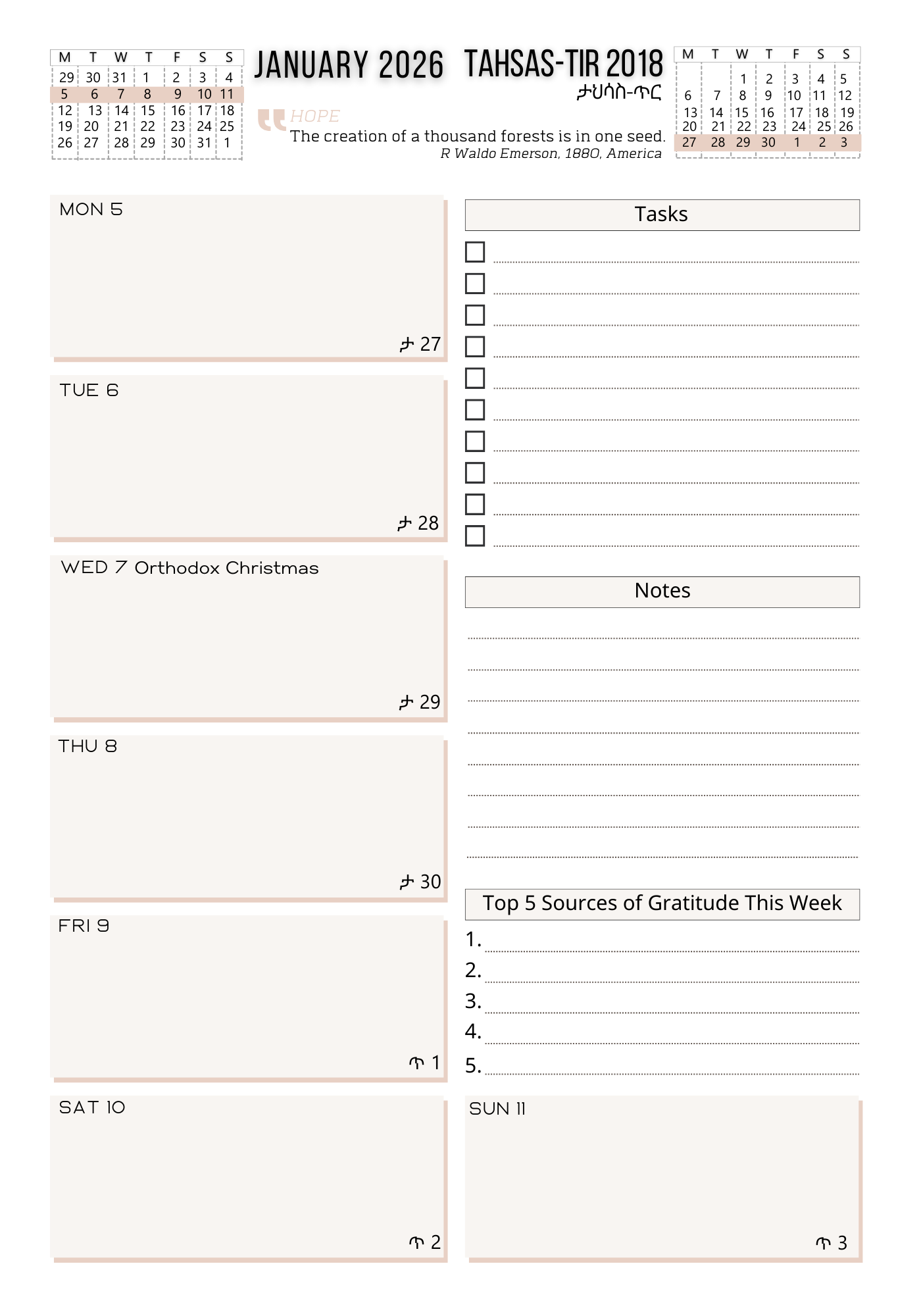 2026 Planner / Organizer - daily | weekly | monthly - Dual Calendar + 5 Themed Insert Bundles + Canva Templates