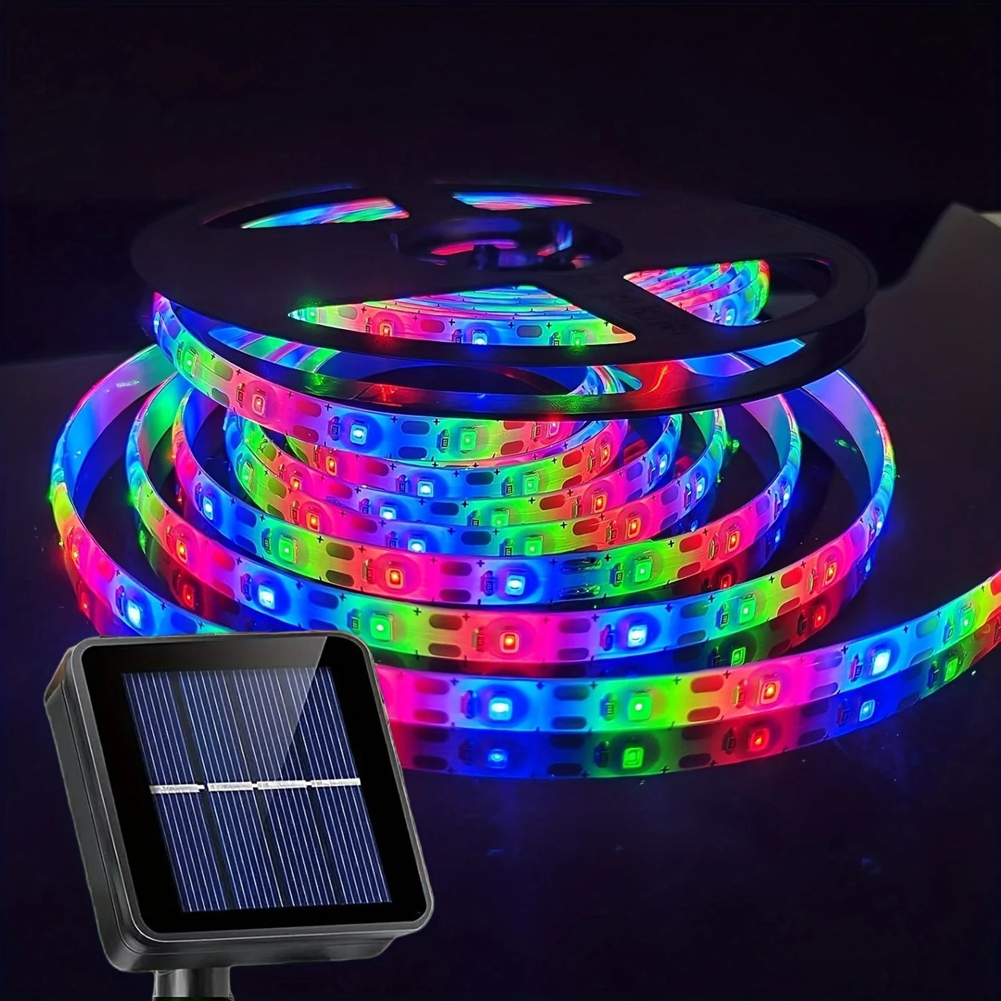 Solar-Powered LED Strip Light - 150 LEDs, 16.4ft, 8 Lighting Modes, Waterproof for Outdoor Holiday & Patio Decoration