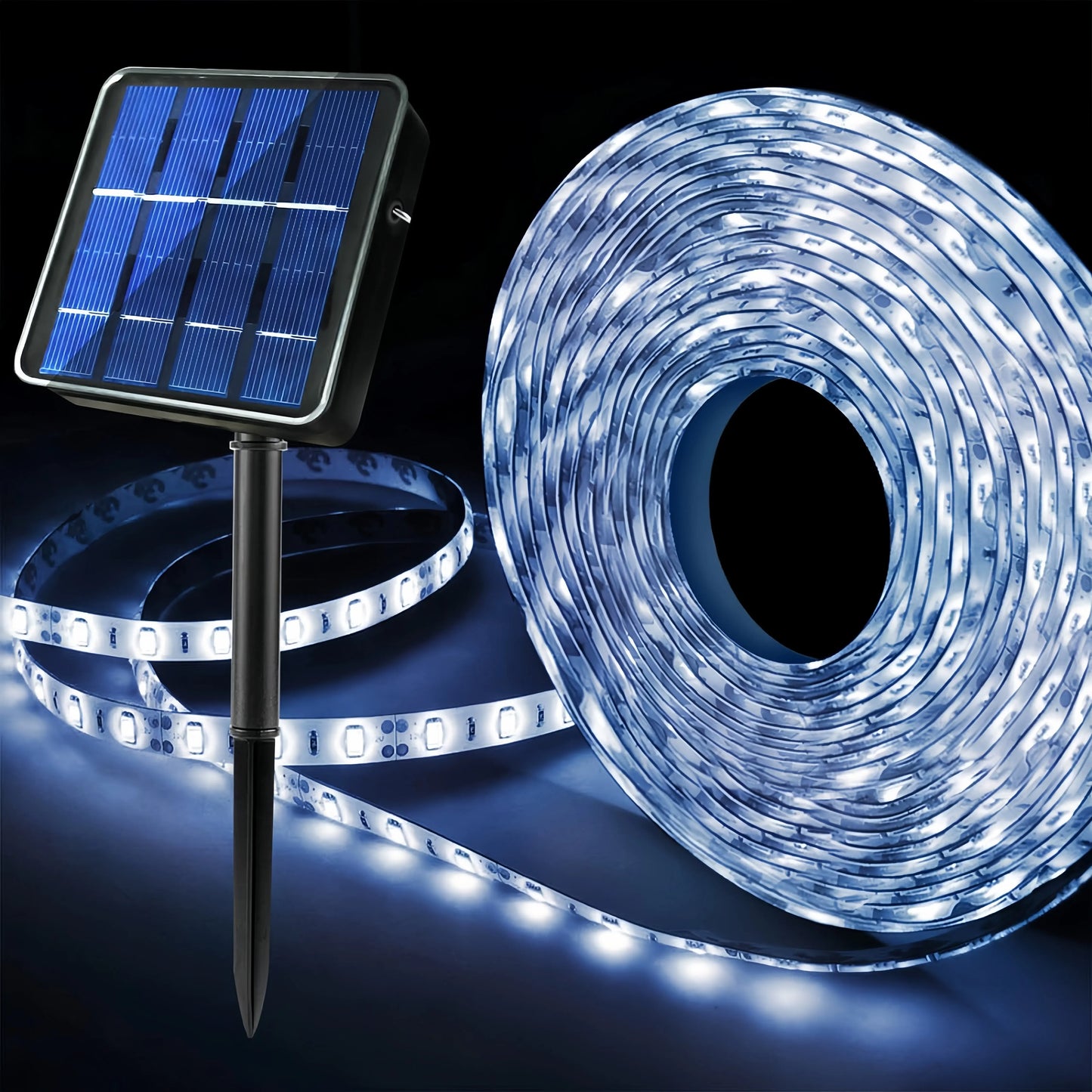 Solar-Powered LED Strip Light - 150 LEDs, 16.4ft, 8 Lighting Modes, Waterproof for Outdoor Holiday & Patio Decoration