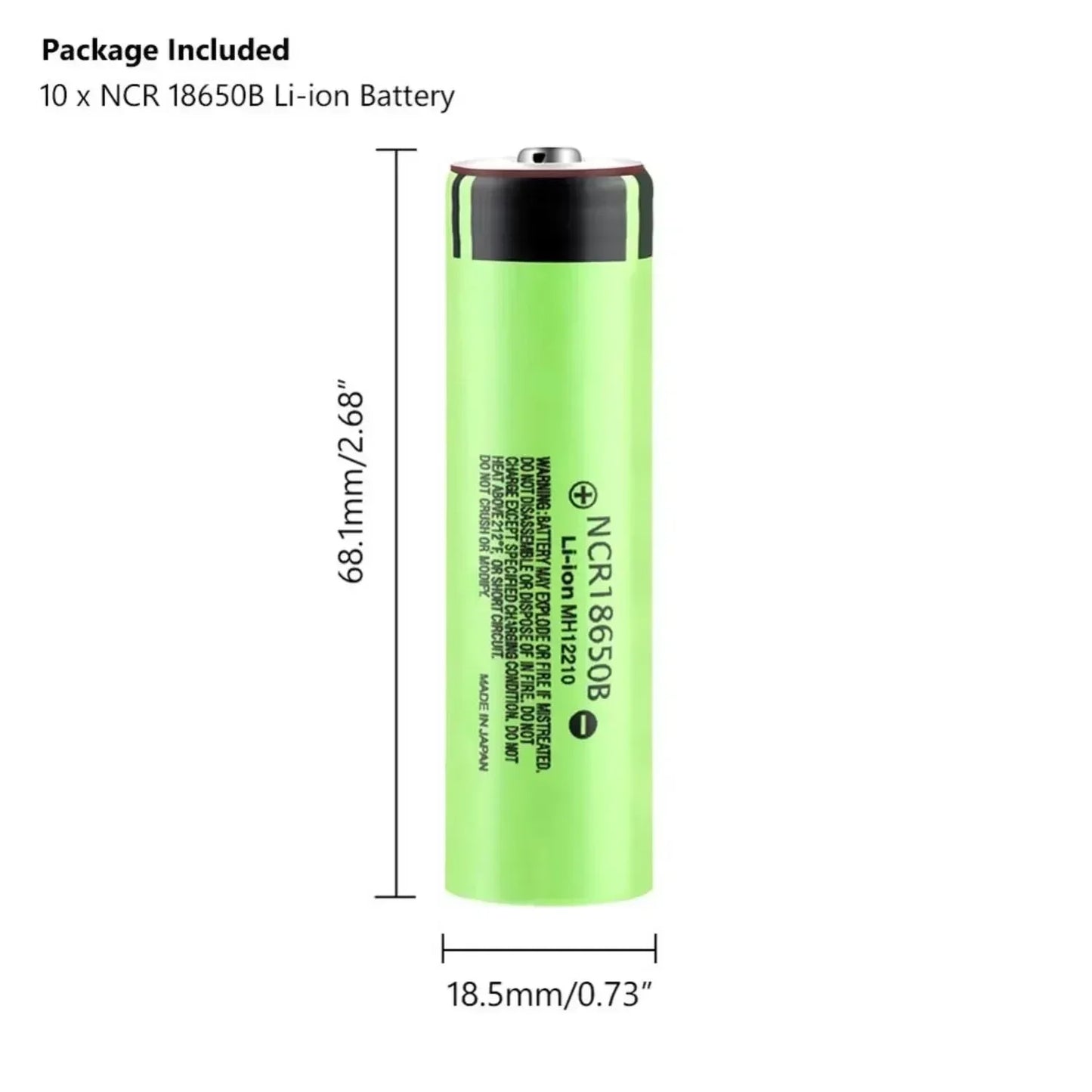 New Protected NCR18650B 3.7v 1800mAh 18650 Lithium Rechargeable Battery with Pointed (No PCB) for Flashlight Batteries