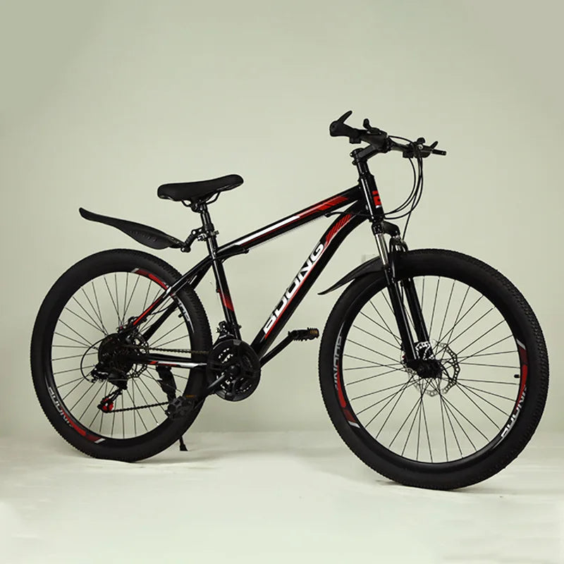 Mountain Bike with Dual Disc Brakes, High Carbon Steel Frame for Enhanced Load-Bearing Capacity, Provides Protection for Cycling