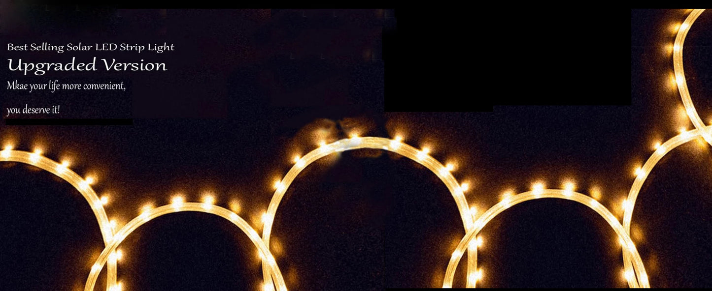 Solar-Powered LED Strip Light - 150 LEDs, 16.4ft, 8 Lighting Modes, Waterproof for Outdoor Holiday & Patio Decoration