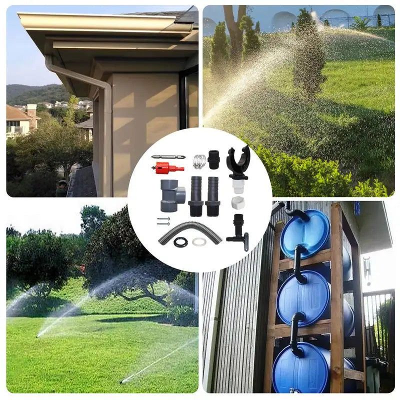 Rainwater Harvesting System - Efficient Rain Barrel Kit for Collection from Gutters