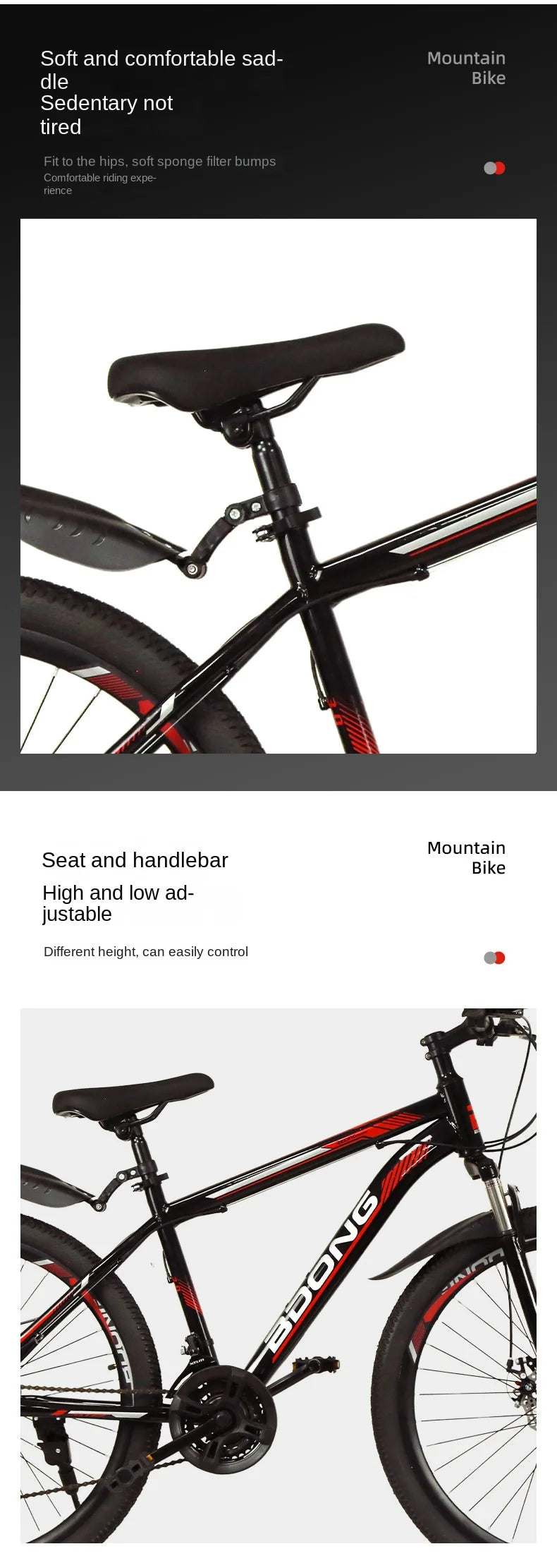 Mountain Bike with Dual Disc Brakes, High Carbon Steel Frame for Enhanced Load-Bearing Capacity, Provides Protection for Cycling