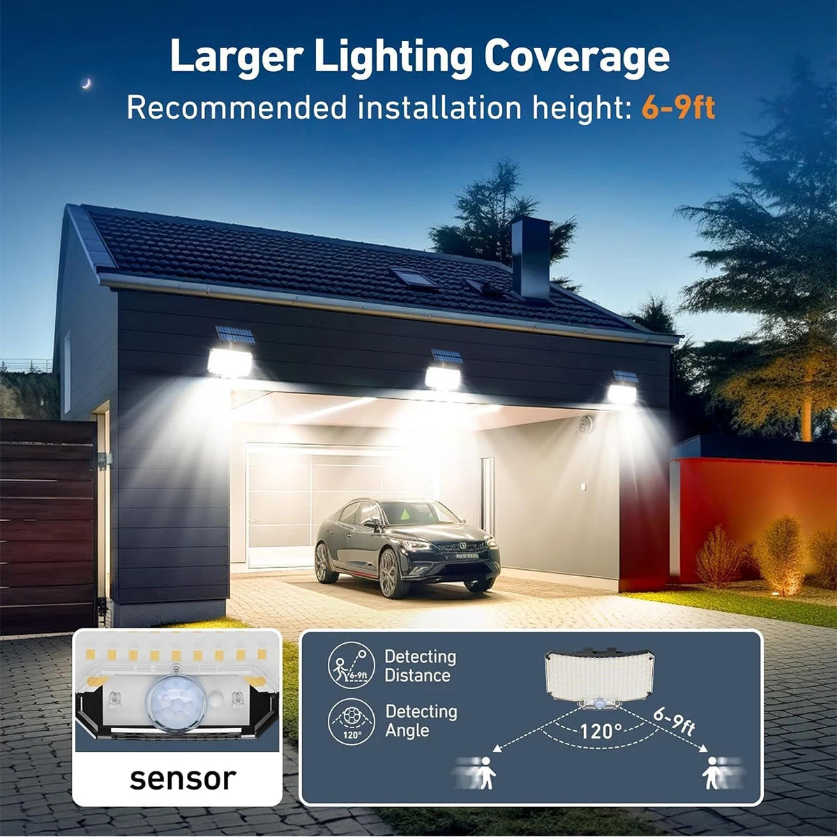 Solar-Powered Motion Sensor Flood Lights - 234LED, 3 Modes, Remote Control, IP65 Waterproof for Outdoor Security