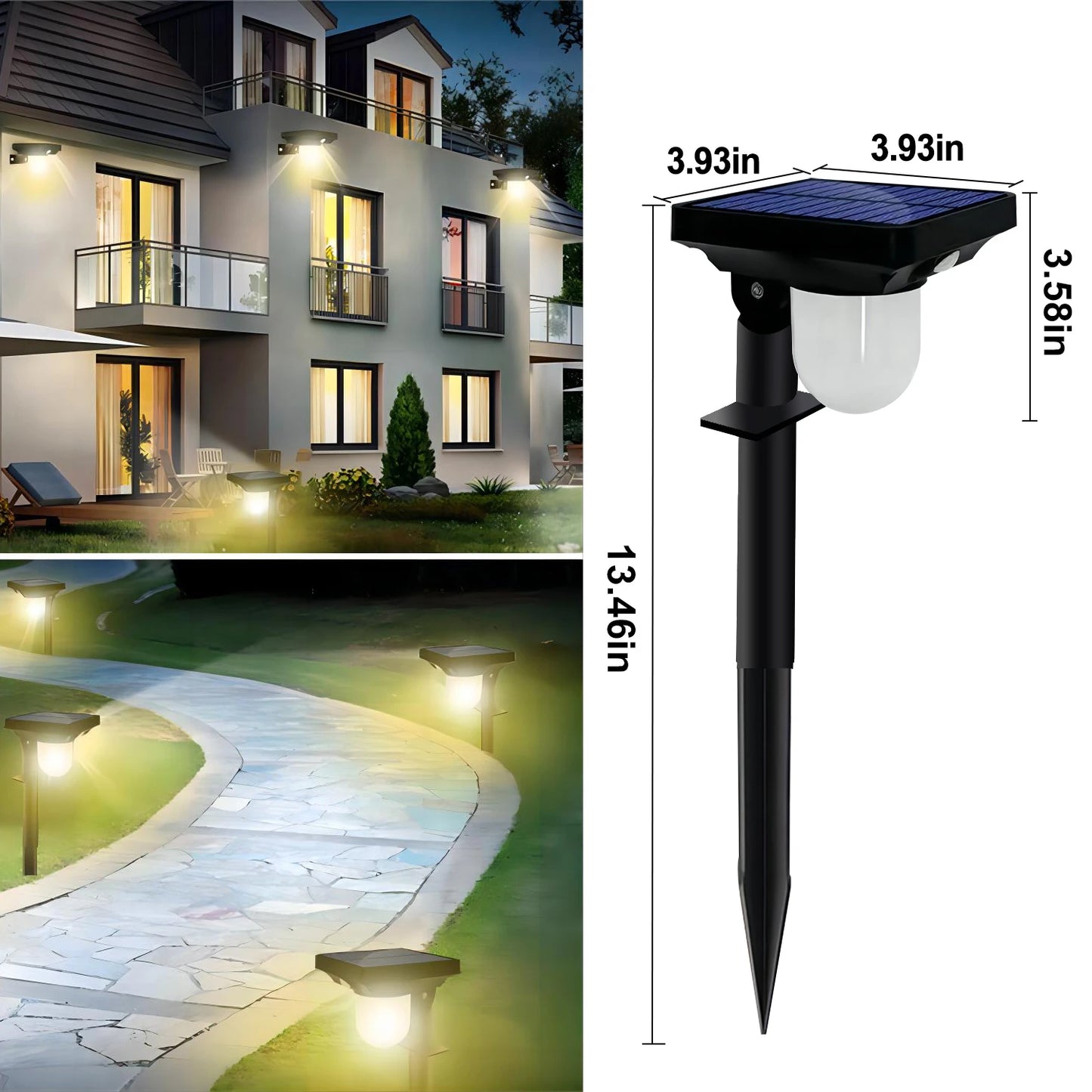 2/4 PCS Solar Motion Sensor Pathway Lights – Bright & Waterproof Outdoor Spotlights