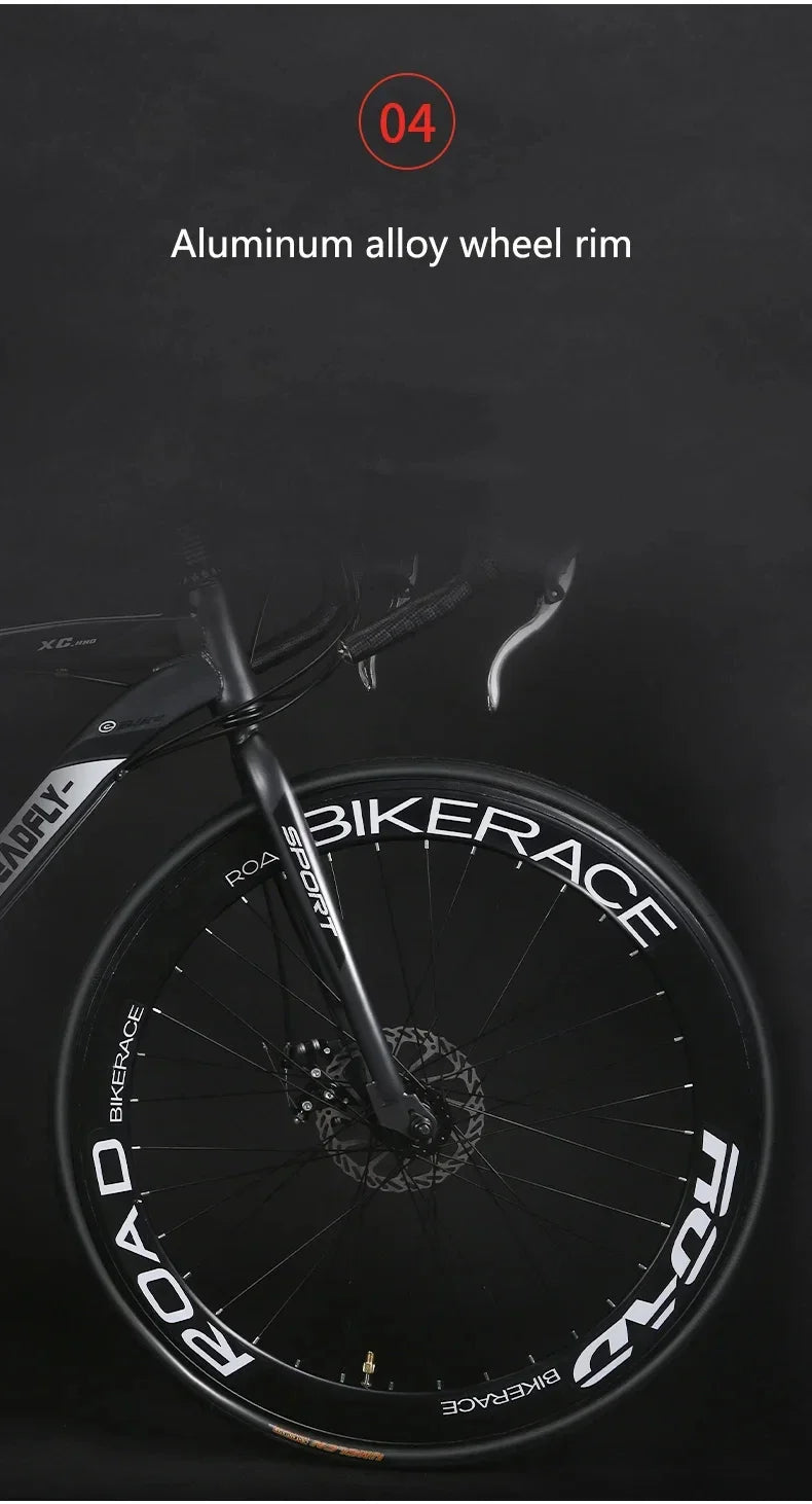24/26 Inch Road Bicycle - Dual Disc Brake, 24-Speed, Ultra-Fast Racing Bike, High Carbon Steel Gravel Bike