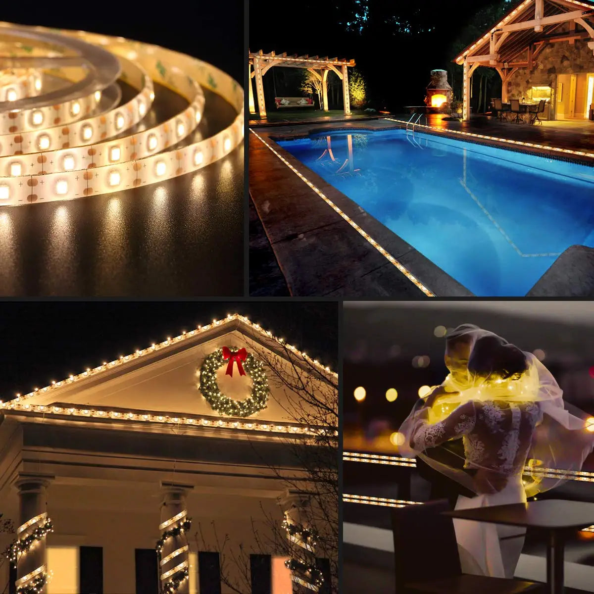 Solar-Powered LED Strip Light - 150 LEDs, 16.4ft, 8 Lighting Modes, Waterproof for Outdoor Holiday & Patio Decoration
