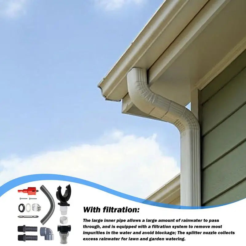 Rainwater Harvesting System - Efficient Rain Barrel Kit for Collection from Gutters