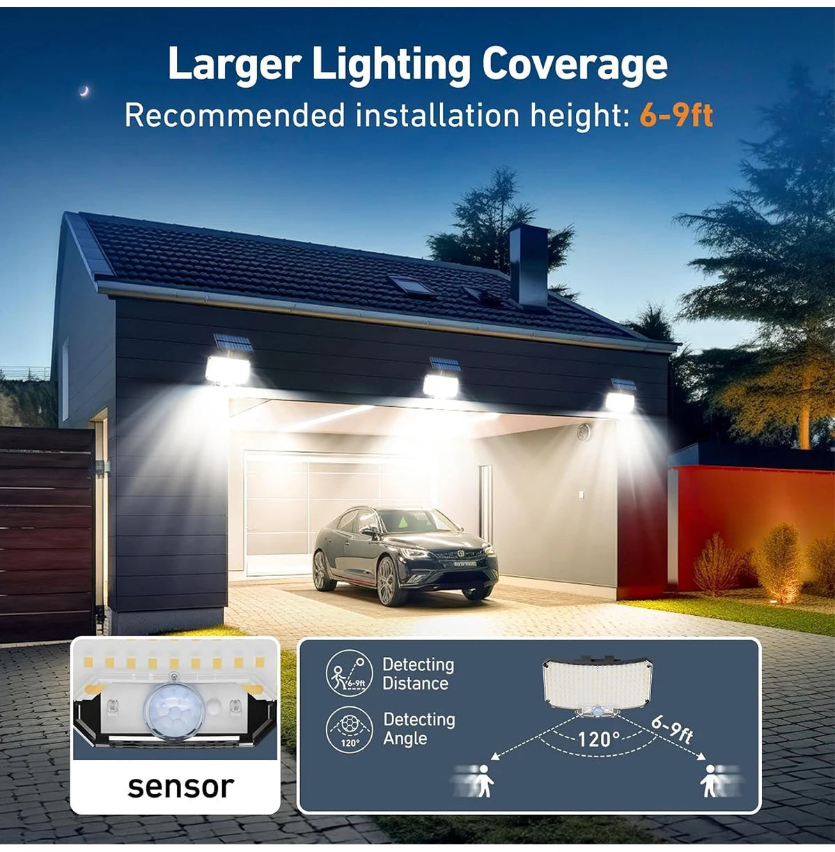 Solar-Powered Motion Sensor Flood Lights - 234LED, 3 Modes, Remote Control, IP65 Waterproof for Outdoor Security