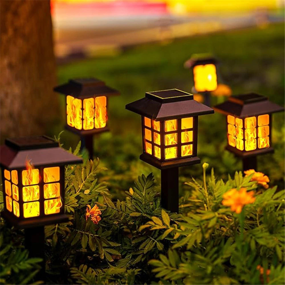 2/4 pcs 10 LEDs Solar Flame Torch Light, Flickering Light Waterproof Garden Decoration for Outdoor Lawn, Path, Yard, Patio Floor Lamp
