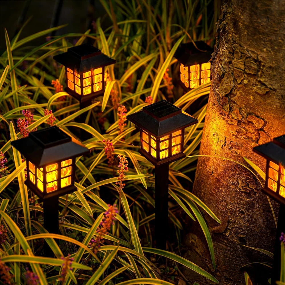 2/4 pcs 10 LEDs Solar Flame Torch Light, Flickering Light Waterproof Garden Decoration for Outdoor Lawn, Path, Yard, Patio Floor Lamp