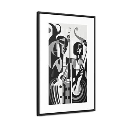 The Melodic Duo - Framed Canvas b&w Wall Art