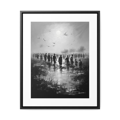 Exodus - Framed Canvas b&w Wall Art