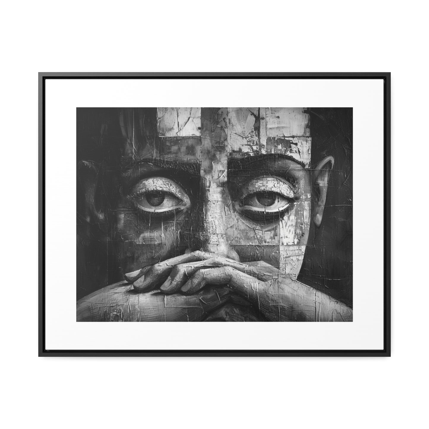 Silent Contemplation - Framed Canvas b&w Wall Art
