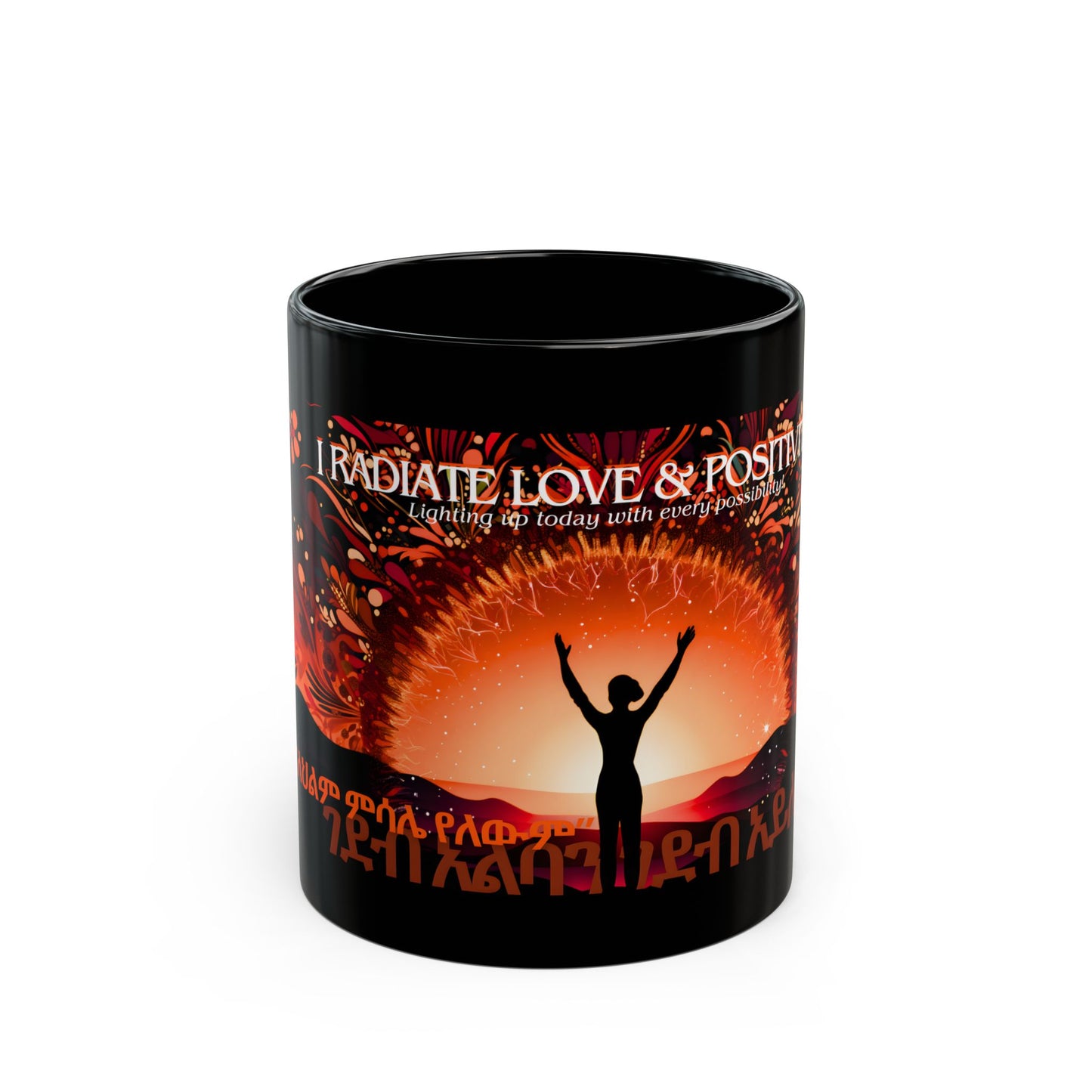 Woman Dreams Ceramic Mug, black