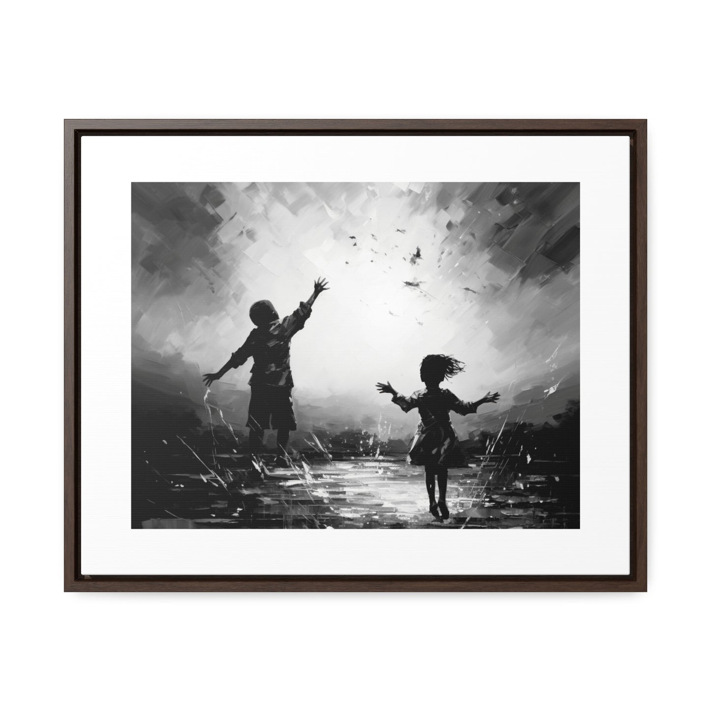 Playing with Light - Framed Canvas b&w Wall Art