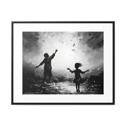 Playing with Light - Framed Canvas b&w Wall Art